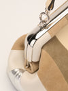 Neutral & Silver Small Fendi First Suede Clutch Bag With SHW
