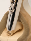 Neutral & Silver Small Fendi First Suede Clutch Bag With SHW
