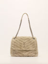 Medium Sidewalk Grey Niki Shearling Crossbody Bag With SHW