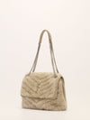 Medium Sidewalk Grey Niki Shearling Crossbody Bag With SHW
