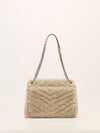 Medium Sidewalk Grey Niki Shearling Crossbody Bag With SHW