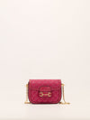 Pink Mini Rhinestone Horsebit 1955 Shoulder Bag With GHW