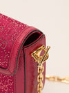 Pink Mini Rhinestone Horsebit 1955 Shoulder Bag With GHW