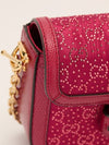 Pink Mini Rhinestone Horsebit 1955 Shoulder Bag With GHW