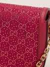 Pink Mini Rhinestone Horsebit 1955 Shoulder Bag With GHW