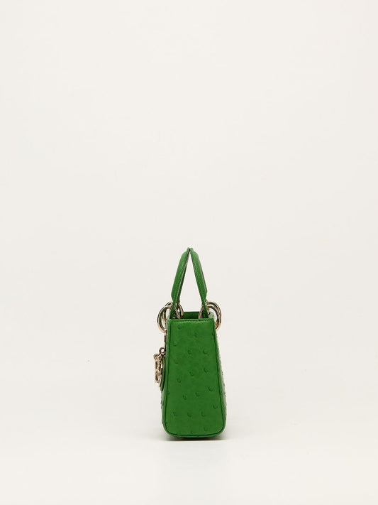 Vert Feuille Ostrich Mini Lady Dior Handbag With GHW