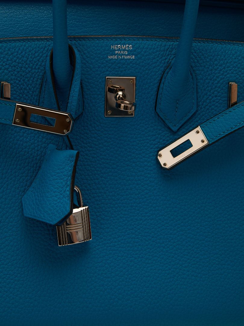 Birkin 25 Blue Zanzibar Veau Togo With PHW 2017 A Stamp