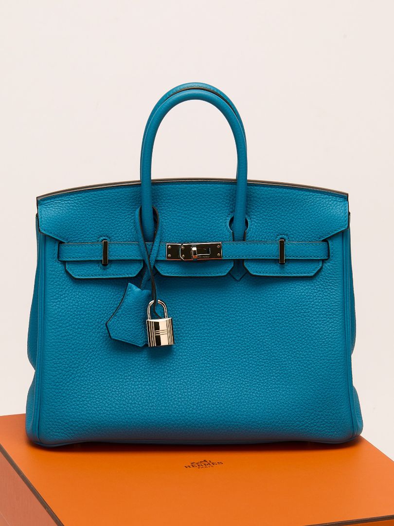 Birkin 25 Blue Zanzibar Veau Togo With PHW 2017 A Stamp