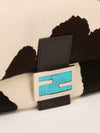 Medium Cowhide Baguette With Turquoise Stone & SHW