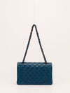 Small Blue Double Classic Flap Bag With Rainbow Hardware