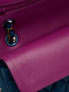 Small Blue Double Classic Flap Bag With Rainbow Hardware