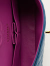 Small Blue Double Classic Flap Bag With Rainbow Hardware