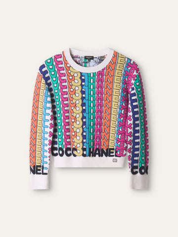 Cream Multicolour Cashmere 'Chanel' Jumper