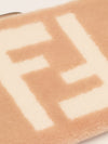 Beige & Cream Large Shearling FF Clutch