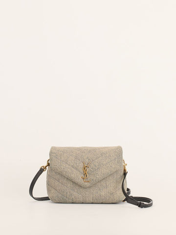 Light Azur Toy Loulou Matelassé Chevron Denim Bag With GHW