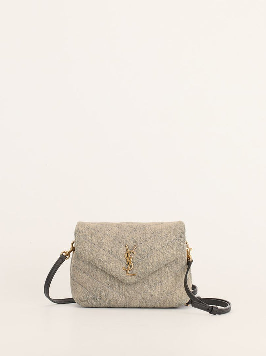 Light Azur Toy Loulou Matelassé Chevron Denim Bag With GHW