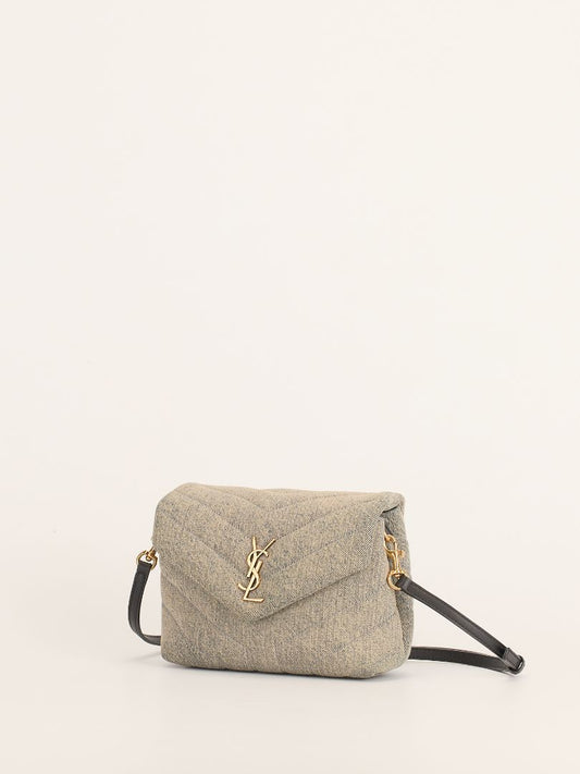 Light Azur Toy Loulou Matelassé Chevron Denim Bag With GHW