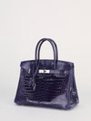 Birkin 30 Crocodile Porosus Shiny Bleu Encre With PHW 2020 D Stamp
