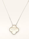 White Gold Mother Of Pearl Magic Alhambra Pendant Necklace