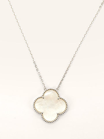 White Gold Mother Of Pearl Magic Alhambra Pendant Necklace