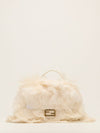 Cream Medium Ostrich Feather Baguette With GHW