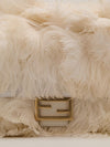Cream Medium Ostrich Feather Baguette With GHW