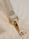 Cream Medium Ostrich Feather Baguette With GHW