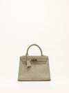 Kelly 25 Gris Pearl Doblis Suede With PHW Vintage 2003 G Square Stamp