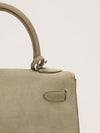 Kelly 25 Gris Pearl Doblis Suede With PHW Vintage 2003 G Square Stamp
