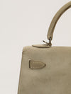 Kelly 25 Gris Pearl Doblis Suede With PHW Vintage 2003 G Square Stamp