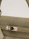 Kelly 25 Gris Pearl Doblis Suede With PHW Vintage 2003 G Square Stamp