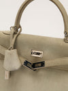 Kelly 25 Gris Pearl Doblis Suede With PHW Vintage 2003 G Square Stamp