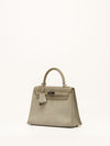 Kelly 25 Gris Pearl Doblis Suede With PHW Vintage 2003 G Square Stamp