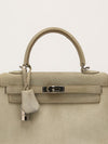 Kelly 25 Gris Pearl Doblis Suede With PHW Vintage 2003 G Square Stamp