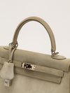 Kelly 25 Gris Pearl Doblis Suede With PHW Vintage 2003 G Square Stamp