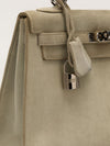 Kelly 25 Gris Pearl Doblis Suede With PHW Vintage 2003 G Square Stamp