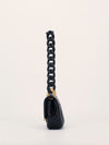 Black Mini Caviar Quilted Flap Bag with Leather Chainlink Strap