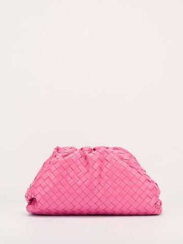 Pink Large The Pouch Woven Intrecciato Leather Clutch