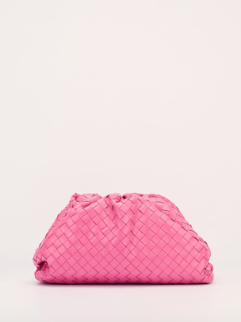 Pink Large The Pouch Woven Intrecciato Leather Clutch