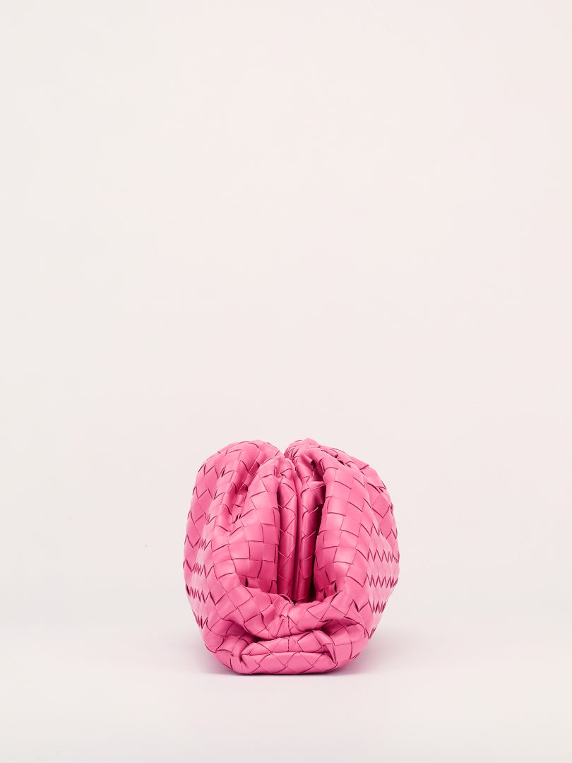 Pink Large The Pouch Woven Intrecciato Leather Clutch