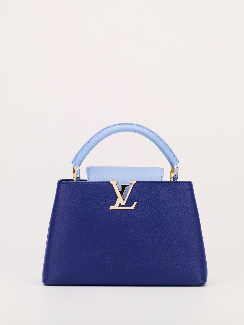 Bleu de Province Blue & Snow White MM Capucines Handbag