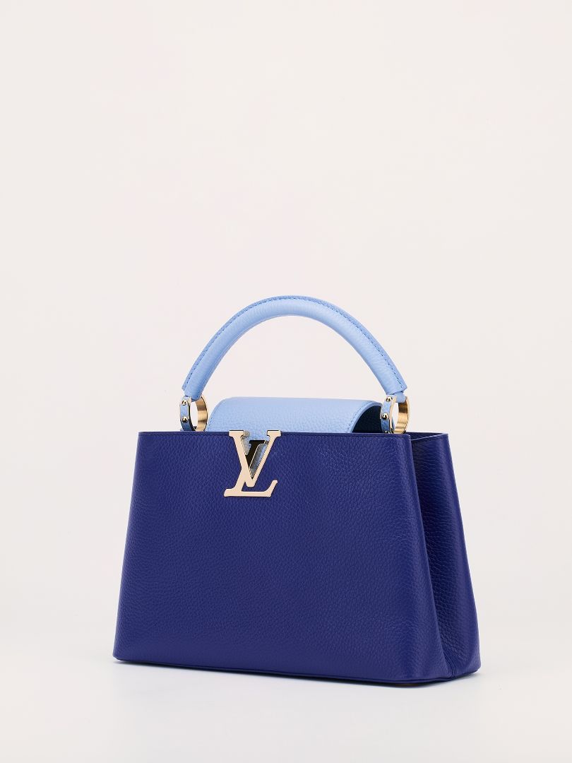 Bleu de Province Blue & Snow White MM Capucines Handbag