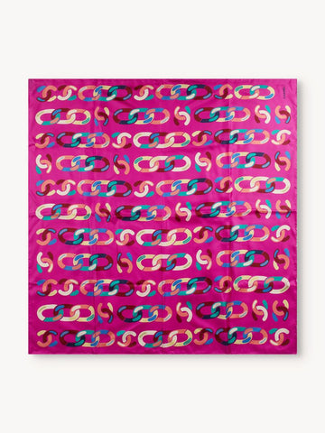 Pink & Multi Coco Mark Silk Scarf