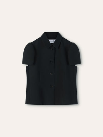 Black Wool Evening Short Sleeve Jacket