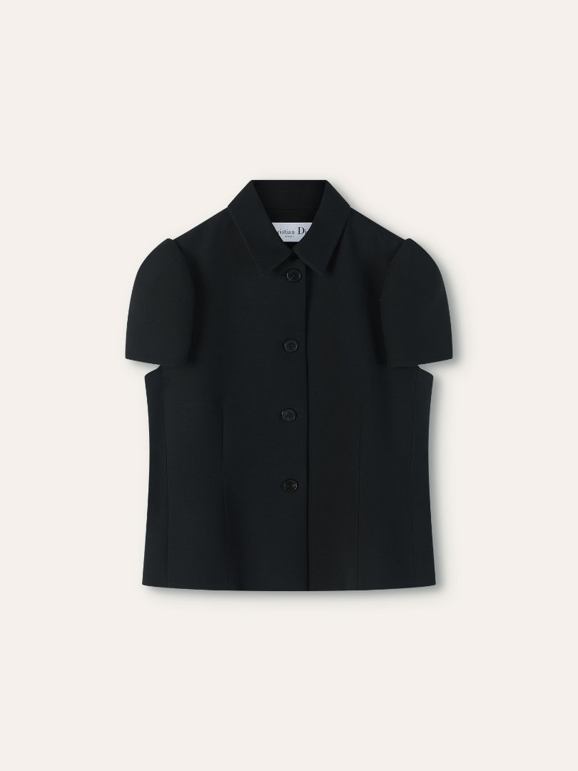 Black Wool Evening Short Sleeve Jacket
