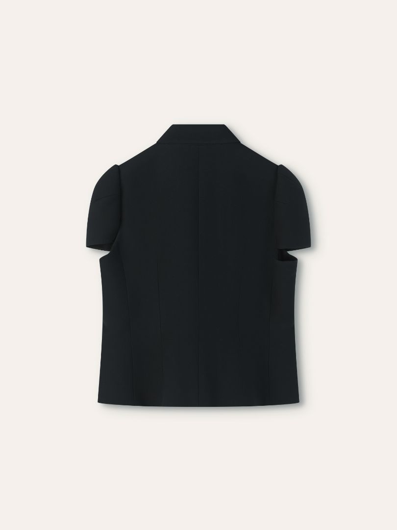 Black Wool Evening Short Sleeve Jacket