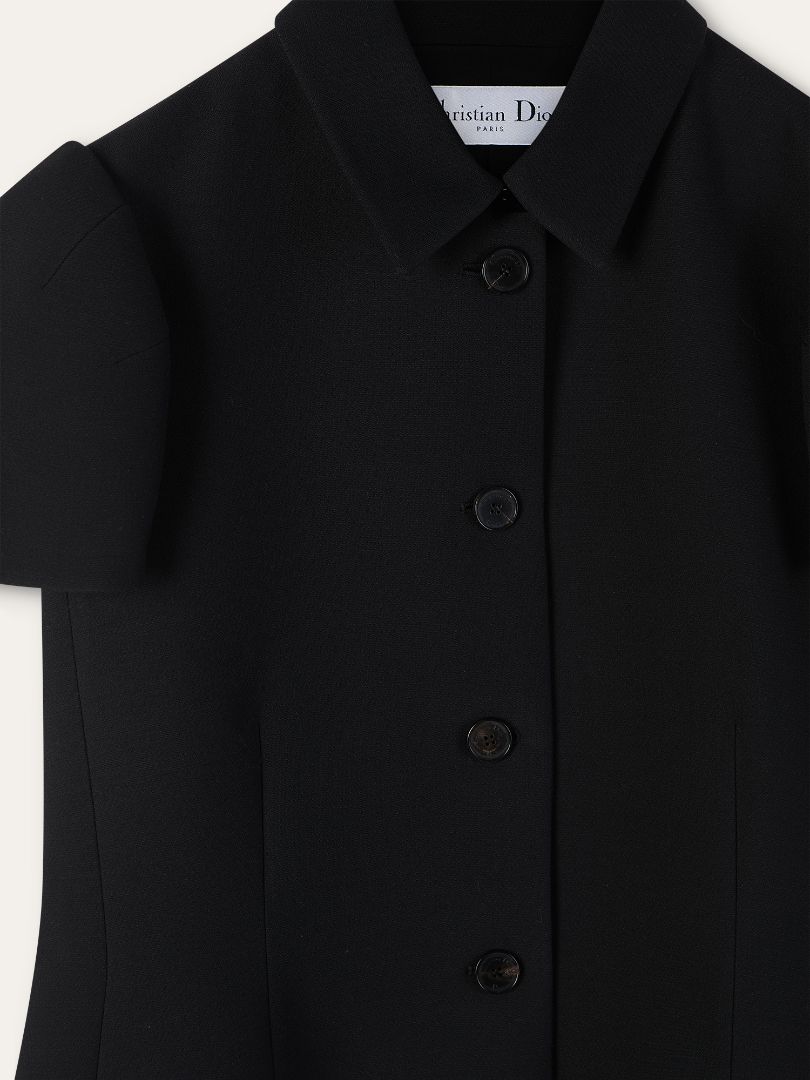 Black Wool Evening Short Sleeve Jacket