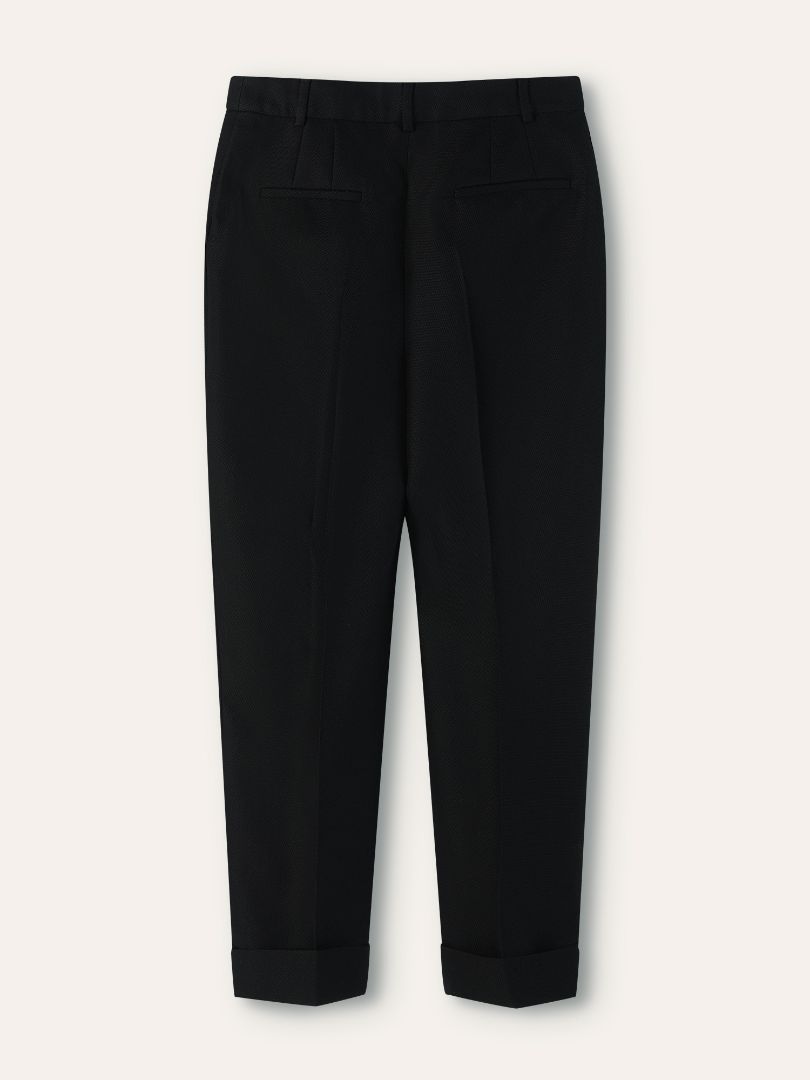 Black Virgin Wool Tailored Trousers