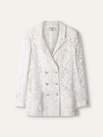 White Lace Blazer & Mini Skirt Set