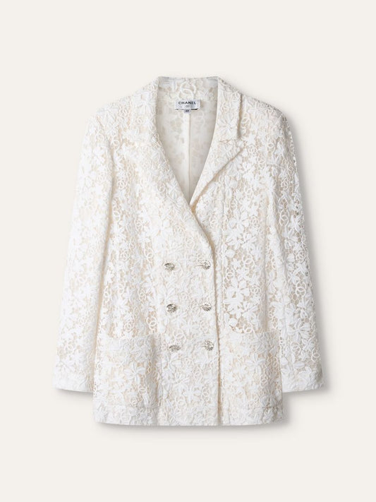 White Lace Blazer & Mini Skirt Set